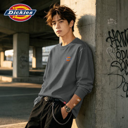 Dickies 经典重磅纯棉长袖男女款2026春秋季新款卫衣白色内搭打底衫上衣服