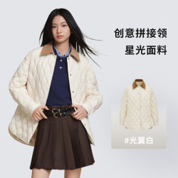 波司登 巴恩风25秋女轻薄羽绒服复古风有光泽菱格短款翻领外套