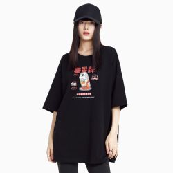 A21 女装 时尚印花圆领短袖 宽松显瘦上衣 休闲简约T恤