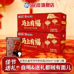 海河牛奶可可牛奶饮品200ml*10盒*2箱过年礼盒装送礼牛奶