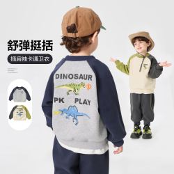 右欧 男童卡通插肩袖休闲卫衣秋季新款童装儿童宝宝小童上衣春秋款