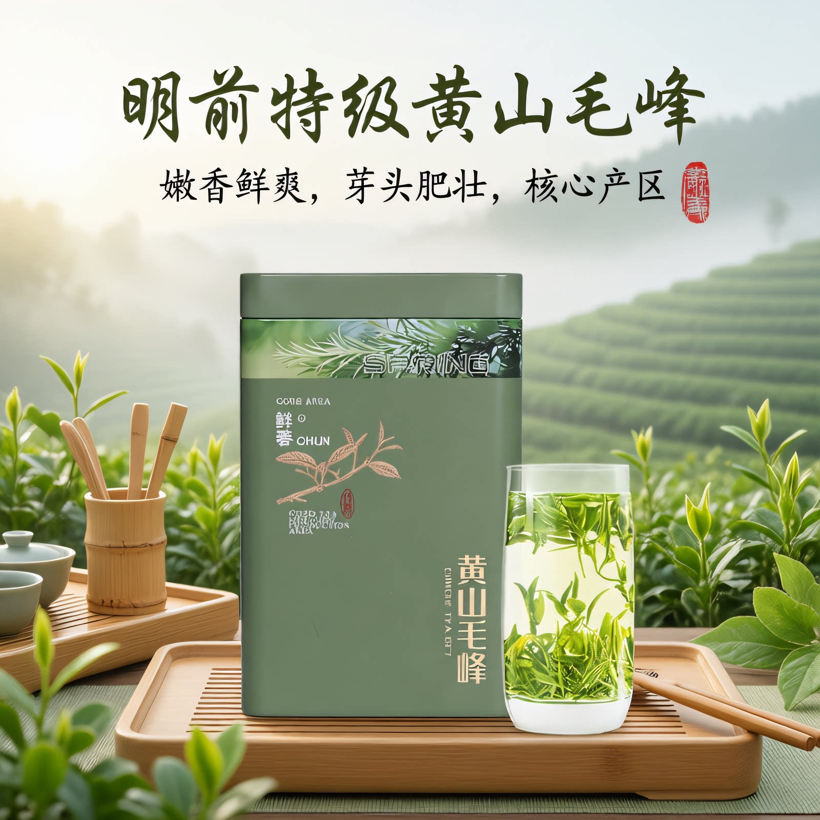 谷徽韵 特级明前黄山毛峰绿茶 200g罐装