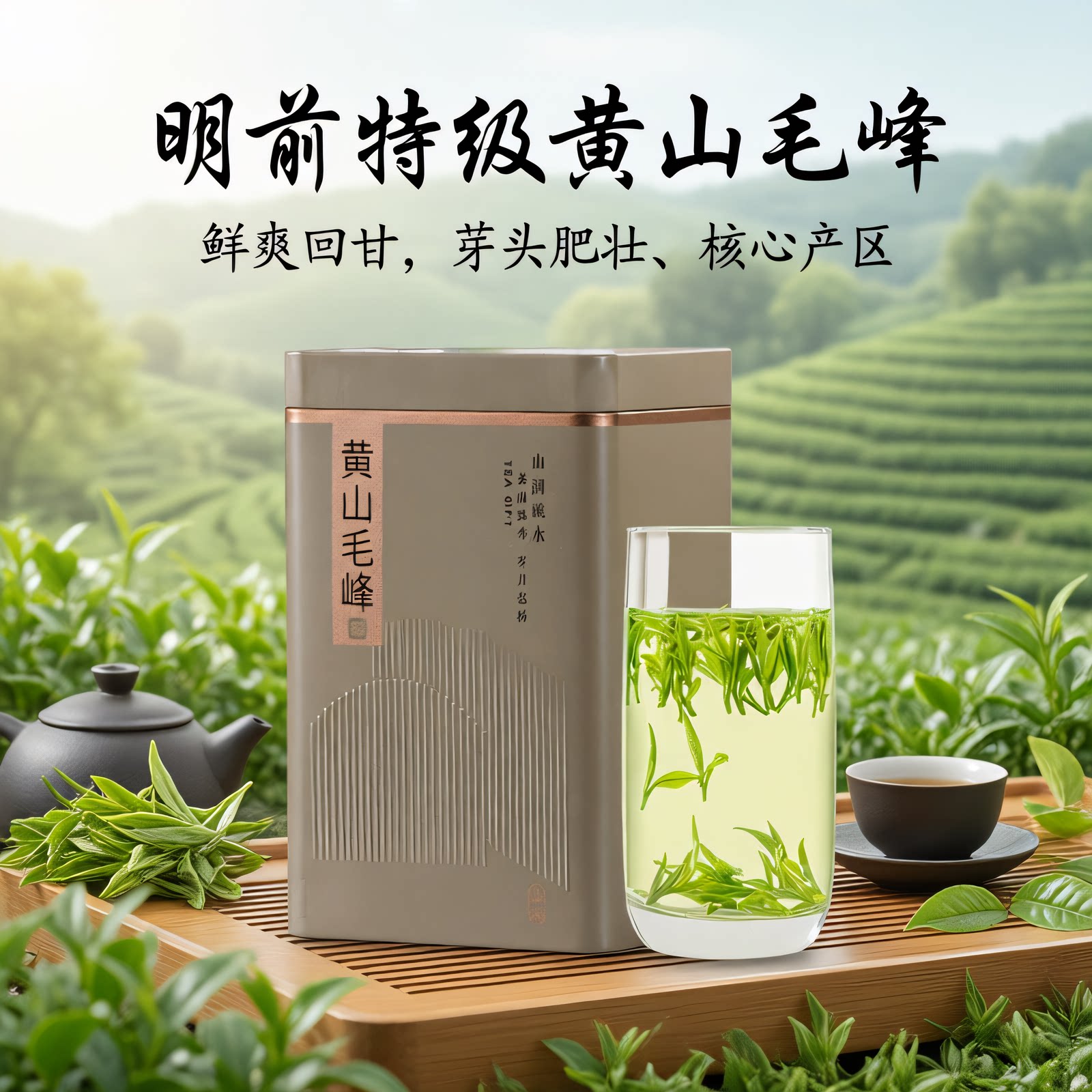谷徽韵 特级明前黄山毛峰绿茶 200g罐装
