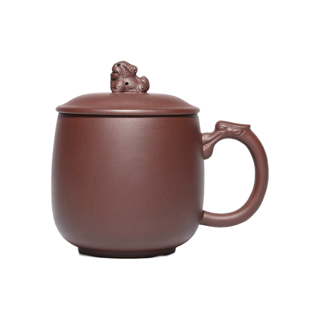 百年利永 紫砂杯宜兴纯全手工紫砂盖杯原矿瑞兽杯功夫茶具办公泡茶杯510cc