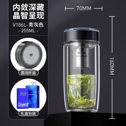 万象 V186L 玻璃杯 双层隔热 255ml 青灰色