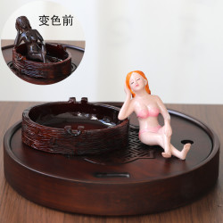 千陶万瓷变色美女戏水茶宠摆件创意烟灰缸茶室趣味茶玩茶盘茶台设