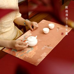 敦煌茶铺大号防水茶席垫中式禅意茶道干泡布垫免洗茶桌垫布