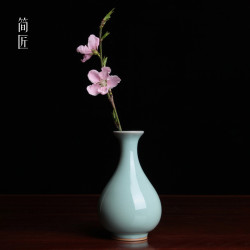 简·匠 简匠 当代汝瓷天青壶春花瓶摆件