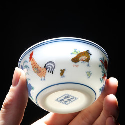 陶瓷仿古茶杯鸡缸杯单个陶瓷茶碗主人杯高档白瓷泡茶高颜值茶杯