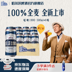 哈尔滨啤酒 1900全麦啤酒  新品上市  500ml*6听（尝鲜装）