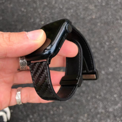 卡客风暴 碳纤维适用苹果手表iwatch表带真皮s987磁吸扣ultra s11