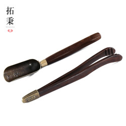 拓秉茶夹子杯夹实木质家用茶勺茶匙茶刀泡茶道六君子功夫茶具配件