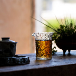 百垚 日式水晶玻璃公道杯高档茶海锤纹茶具匀茶杯茶道泡茶分茶器