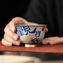 青花白瓷主人杯茶杯个人陶瓷高档茶盏单杯品茗功夫茶具高端纯手工