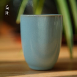 简·匠 简匠当代天青暖手杯冰裂纹开片汝瓷手握杯大闻香杯茶杯120cc