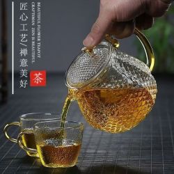十载爱棠锤纹玻璃茶壶可电陶炉耐高温带过滤泡茶壶带把泡茶手工