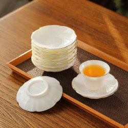 白瓷杯垫羊脂玉茶杯托防烫茶托隔热茶垫陶瓷杯碟杯托功夫茶具配件