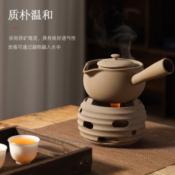 爱洛琳 家用便携陶泥煮茶壶酒精炉套装 中式户外煮茶器蜡烛温茶炉烧水壶