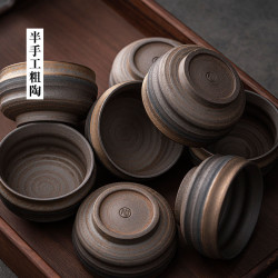 古早烧粗陶品茗杯喝茶个人杯陶瓷茶杯茶碗泡茶茶具陶瓷功夫茶杯F