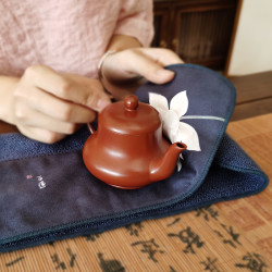 花韵彩绘加厚吸水茶巾禅意茶布禅意国风棉麻茶道干泡茶桌垫布