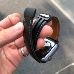 卡客风暴 适用苹果手表iwatch表带真皮s987磁吸扣荔枝纹ultra s11