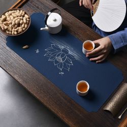 希品堂手绘茶席小号防水干泡茶台茶铺中式禅意桌旗棉麻布艺茶盘垫