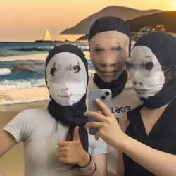 抖音骑行人脸防晒面罩搞怪龙图cos恶搞网红表情周边搞笑装扮头套