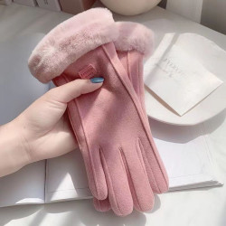女可触屏手套秋冬保暖手套加绒加厚防风寒学生可爱骑行电动车手套