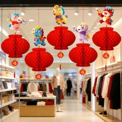 2026新款5D小红纸灯笼挂饰马年味氛围装饰品商场新年家用挂件布置