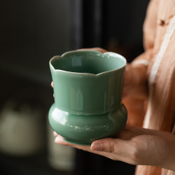 梅子青葵口建水陶瓷茶杯洗茶渣桶茶洗缸陶瓷家用功夫茶具零配件