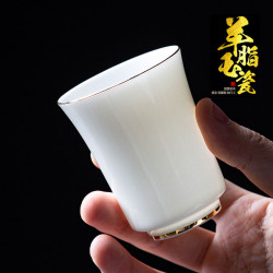 德化羊脂玉白瓷品茗杯白瓷个人杯陶瓷主人杯单杯家用个人杯可定制