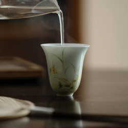 明知山志红竹品茗杯高档茶杯高端主人杯茶具手绘泡茶白瓷茶杯家用