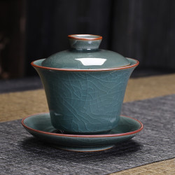 哥窑三才盖碗茶杯大号高档茶具高级泡茶盏杯单个茶盖碗青瓷三才杯