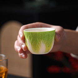 仁坤 新人福利 羊脂玉瓷白菜主人杯陶瓷百财个人专用杯颜值功夫茶中式
