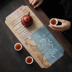 茶席防水禅意布艺国风中国风桌旗茶布小号干泡席隔热茶杯垫茶壶垫