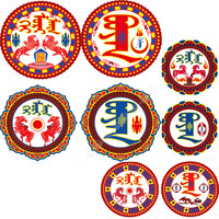 彩金窗(2张)花福字23-35CM彩金窗贴吉祥喜字窗花墙贴精美吉祥福字