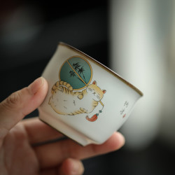 陶瓷品茗杯高档单杯个人白瓷可开片主人杯高颜值家用泡茶茶杯高端