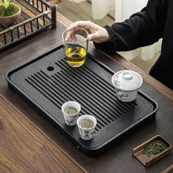 功夫茶具小茶台茶托盘排水式干泡台简约蓄水式储水盘仿乌金石茶盘