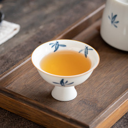 手绘兰花茶杯白瓷主人杯单杯高组杯子家用陶瓷功夫茶具品茗杯茶盏