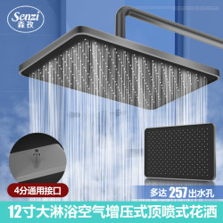 森孜方形加厚顶喷大淋浴硅胶出水孔花洒洗澡耐用顶喷通用接口