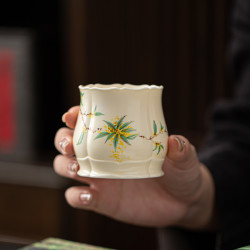 百垚 纯手工桂花茶杯高档陶瓷品茗杯个人家用主人杯单个高足杯茶盏