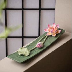好运莲莲 线香插香座 禅意手工创意托盘底座茶道室内家用