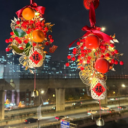 2026马年新年发光铃铛挂件春节室内玄关客厅布置装窗户风铃饰灯