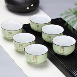 冰裂6个装小茶杯陶瓷茶盏茶碗高颜值紫砂单个品茗杯泡茶陶瓷茶具