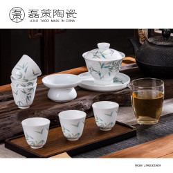 景德镇高温手工瓷胎 玲珑9头套装陶瓷茶具 创意简约日式高档礼盒