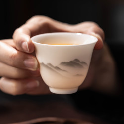 匠序 羊脂玉白瓷茶杯主人杯单杯个人专用陶瓷功夫茶具品茗杯喝茶不烫手
