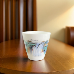 德化羊脂玉白瓷珐琅彩茶杯家用品茗主人杯闻香杯功夫茶具单杯茶盏