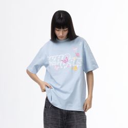 WHOOSIS 清新蝴蝶短袖t恤潮牌宽松重磅校园情侣男春夏