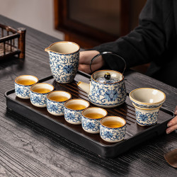 泥徒 青花汝窑茶具套装家用轻奢高档中式茶壶陶瓷功夫茶杯盖碗2024新款
