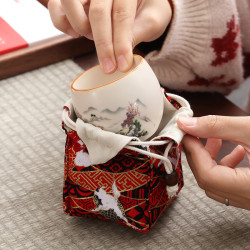璆鸣 高档杯袋子陶瓷单杯收纳包户外茶具套装茶具收纳包小号快客杯杯袋
